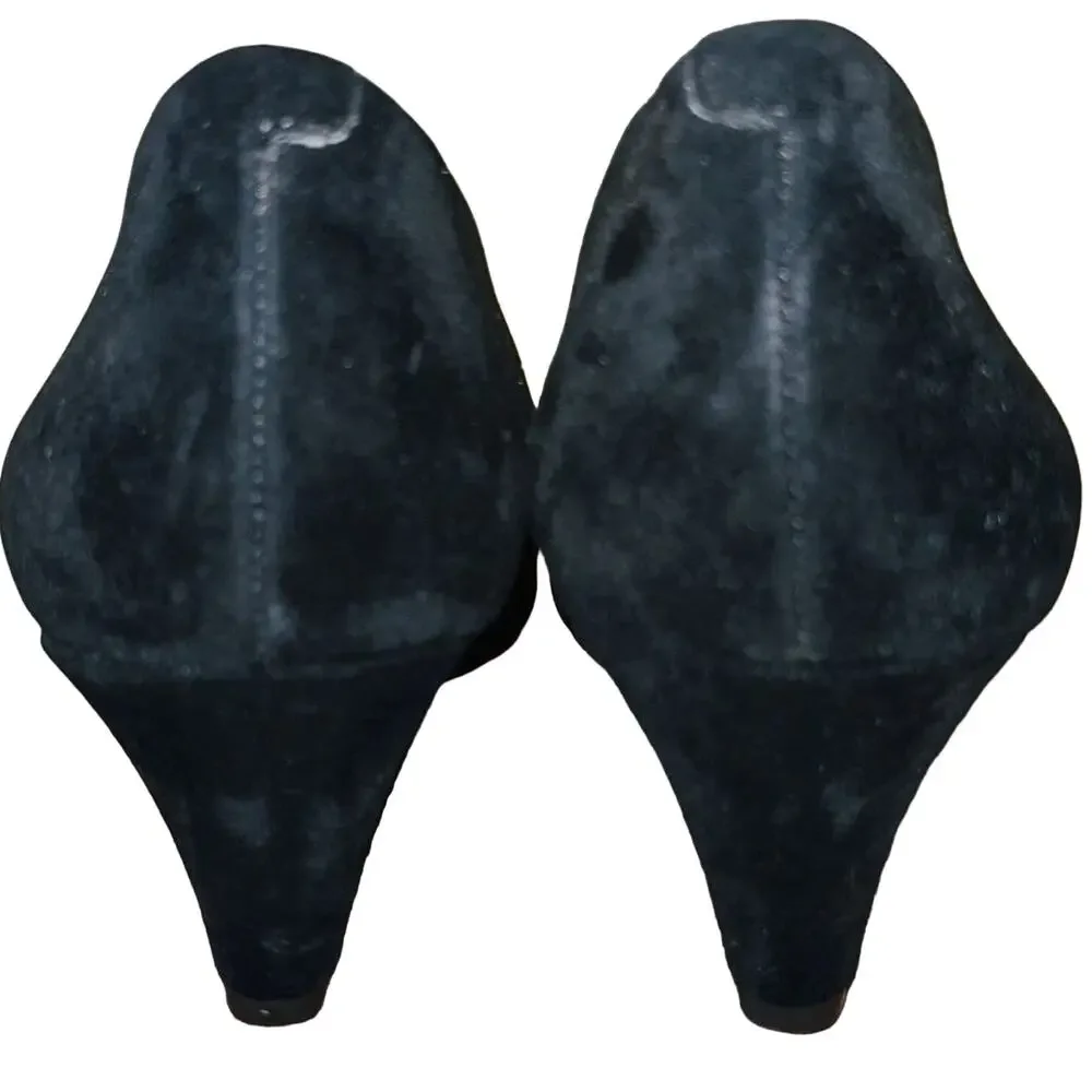 BCBGENERATION Jewel Embellished Wedge Velvet Pumps EUC